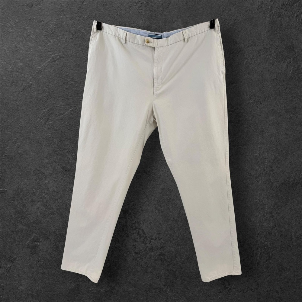 Peter Millar Pants Mens 44 (45x36) White Pima Cotton‎ Chino Classic Flat Front